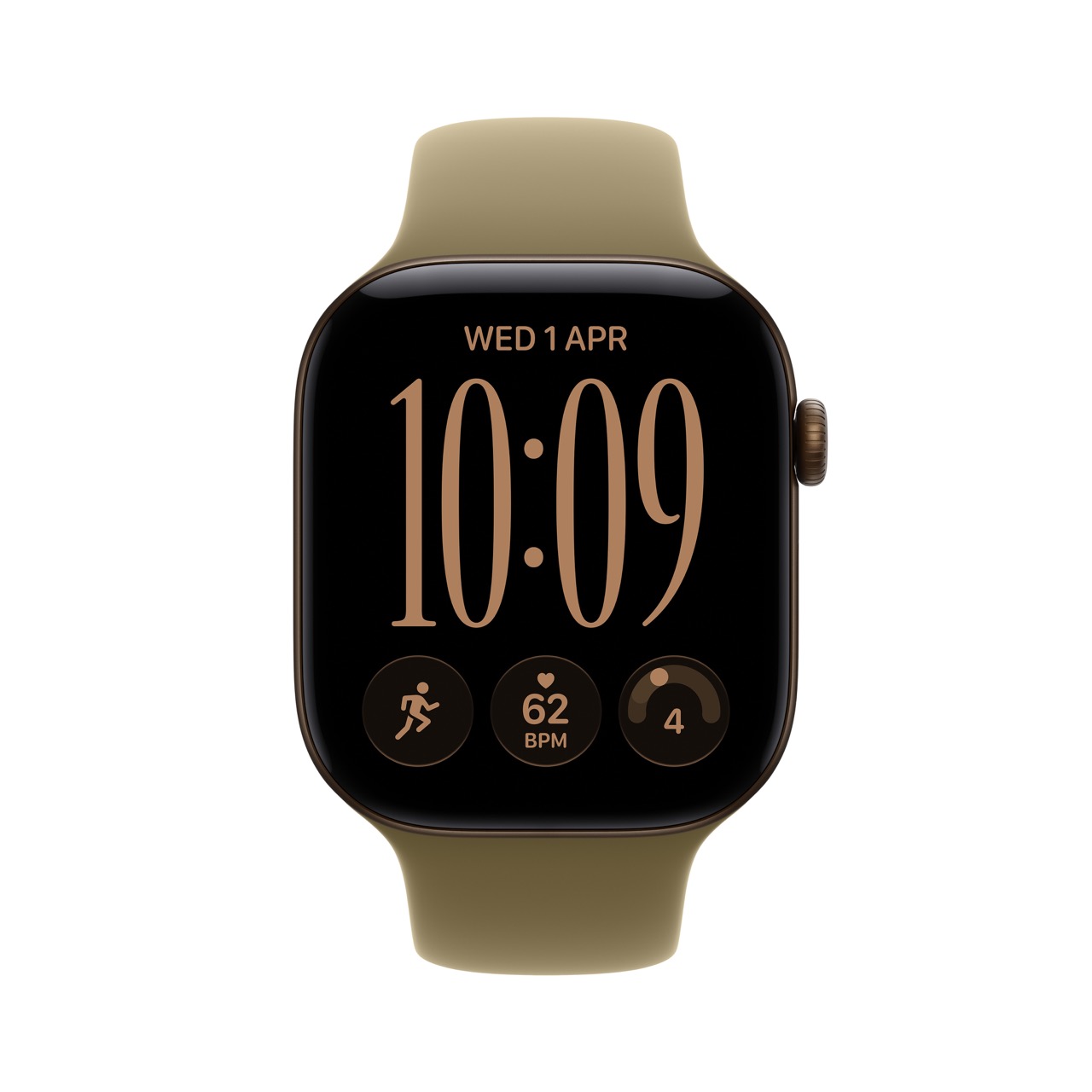 Apple Watch Series 12 / GPS + Cellular / 46mm / Dark Bronze Aluminium case with Olive Sport Band - Image 2