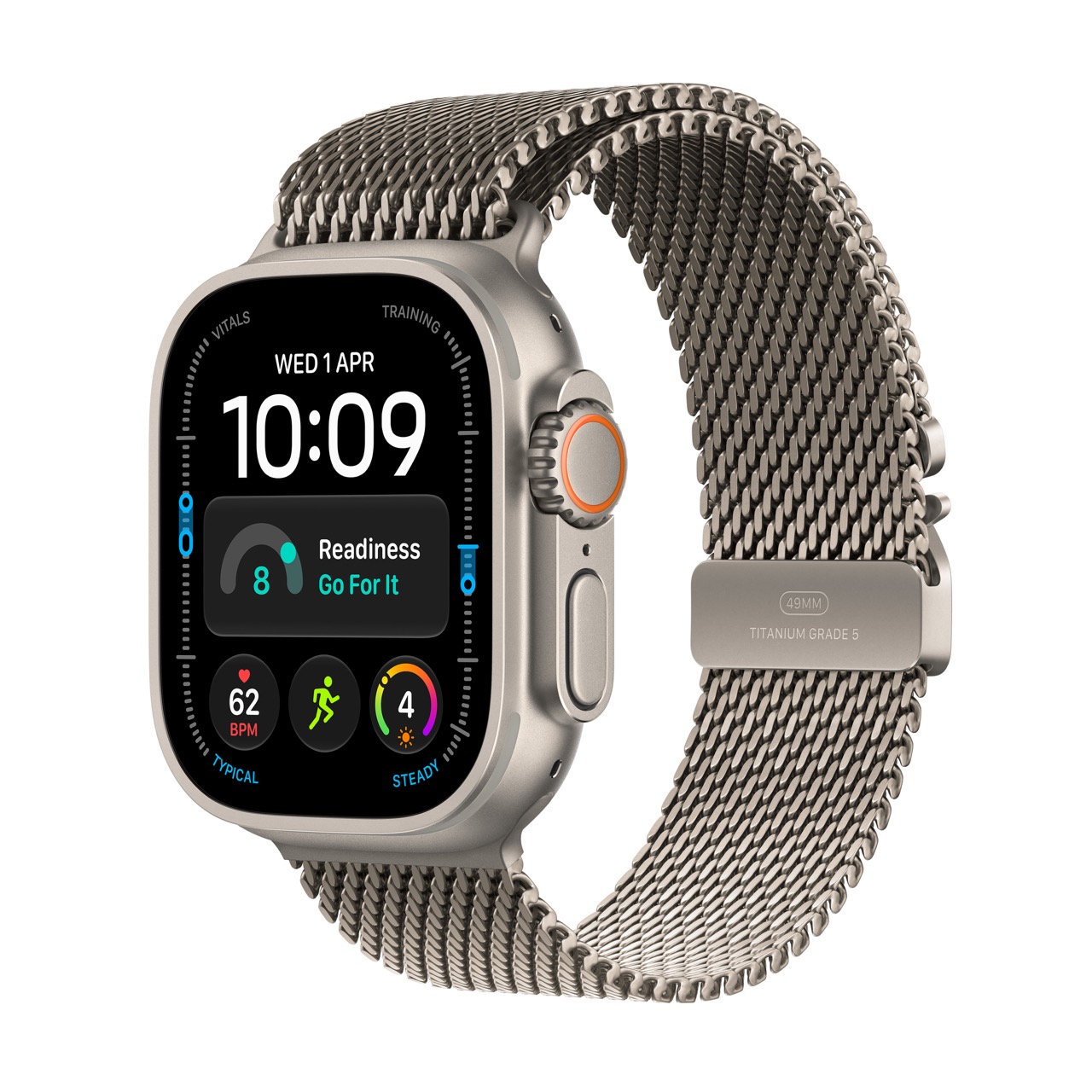 Apple Watch Ultra 4 / GPS + Cellular / 49mm / Natural Titanium case with Natural Titanium Milanese Loop - Image 1