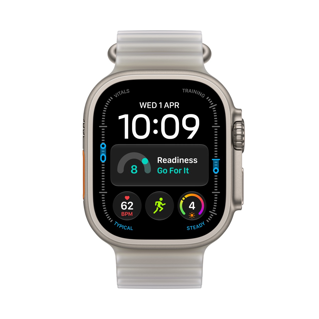 Apple Watch Ultra 4 / GPS + Cellular / 49mm / Natural Titanium case with Translucent Grey Ocean Band - Image 2