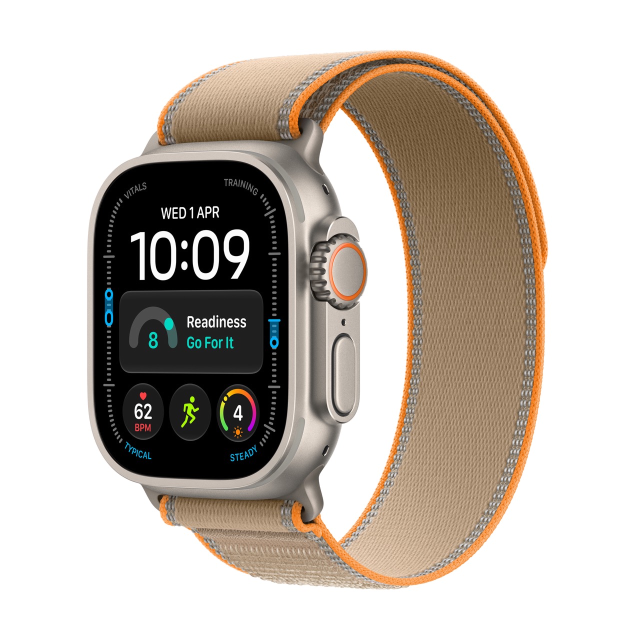 Apple_Watch_Ultra_4_49mm_GPS_plus_Cellular_Natural_Titanium_Trail_Loop_Sand_PDP_Image_Position_1__ce-WW – μεγάλη Apple Watch Ultra 4 / GPS + Cellular / 49mm / Natural Titanium case with Sand Trail Loop - Image 1